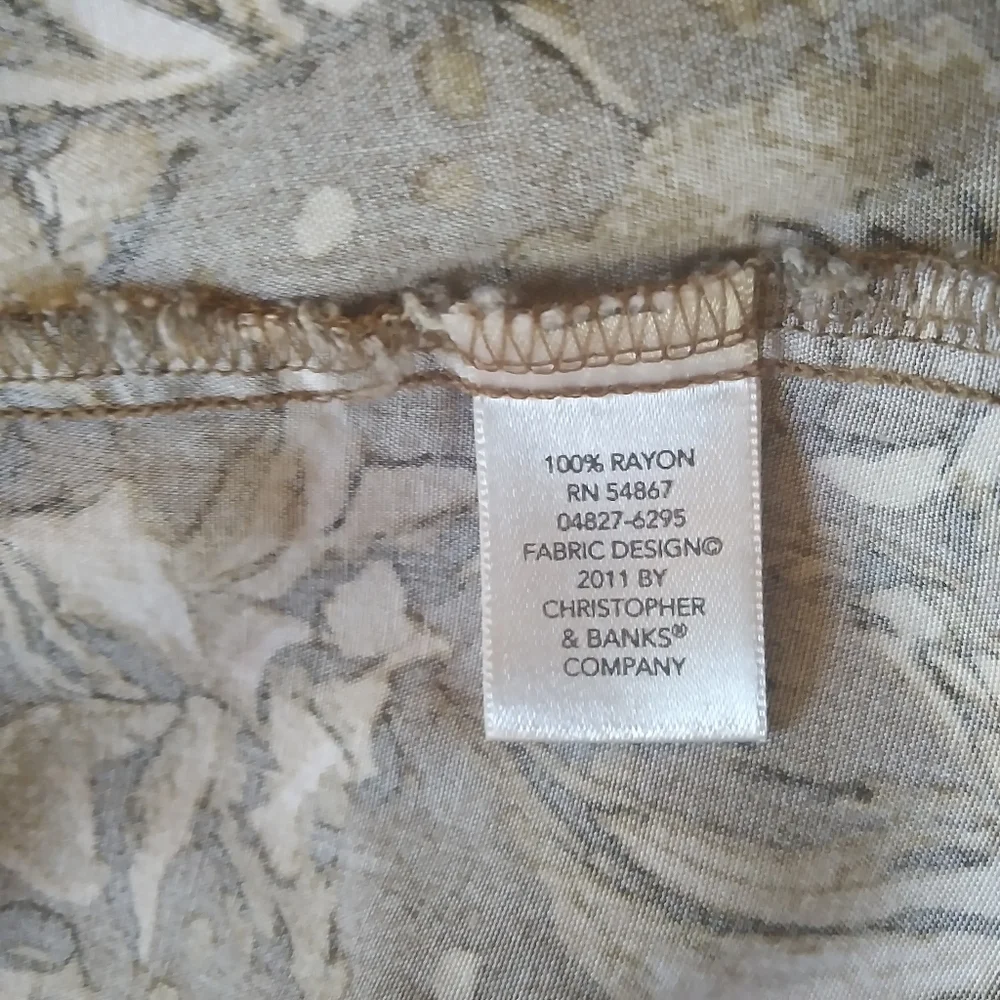 3/$10 Christopher & Banks Brown Floral A Line Midi Skirt Size 10 - Picture 5 of 5